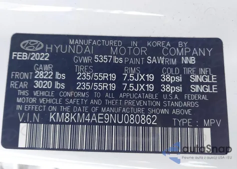 2022 Hyundai Ioniq 5 Se z USA, uszkodzony, nr VIN KM8KM4AE9NU080862